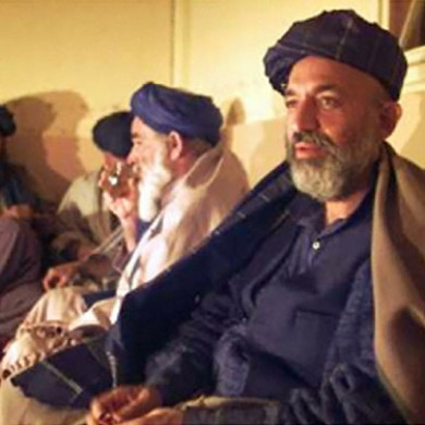 Hamid Karzai at a safe house in Pakistan, when he was still an obscure, former Afghan statesman planning his insurgency with U.S. Special Forces A-team ODA 574 in November 2001. Photo: ODA 574 archives.
