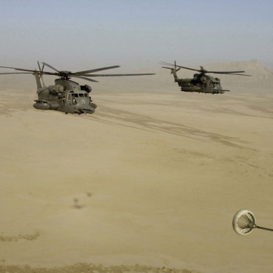 Knife 03 and Knife 04 over the southern Afghan desert, December 2001. Photo: Air Force Tech Sergeant Scott Reed.